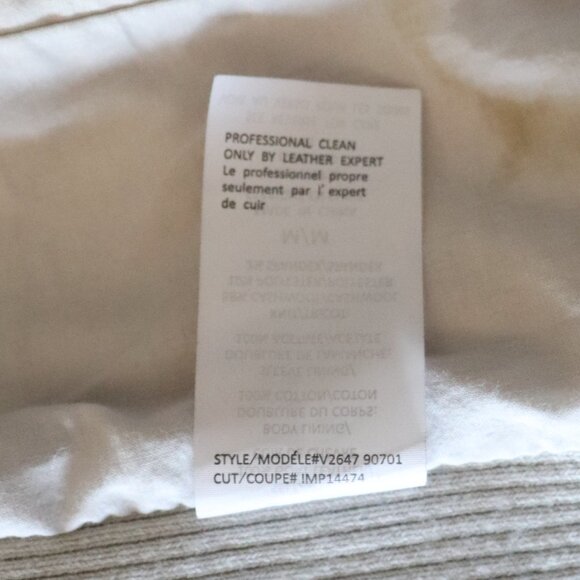 Vince Sz M Classic Cream Goat Leather Moto Asymmetrical Full‎ Zip Luxury Jacket - Picture 16 of 16